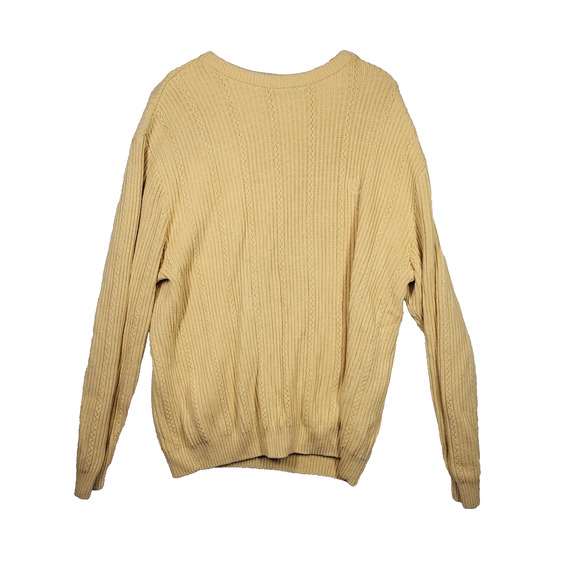 Vtg Chaps Ralph Lauren Heavy Knit Crewneck Sweater L Yellow 90s Mens Y2K Preppy - Picture 1 of 8